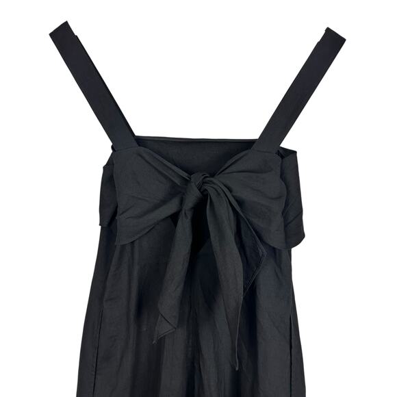 Theory Linen Blend Midi Ruffle Hem Dress Black Sz Small Resort Vacation Classic - Picture 9 of 16